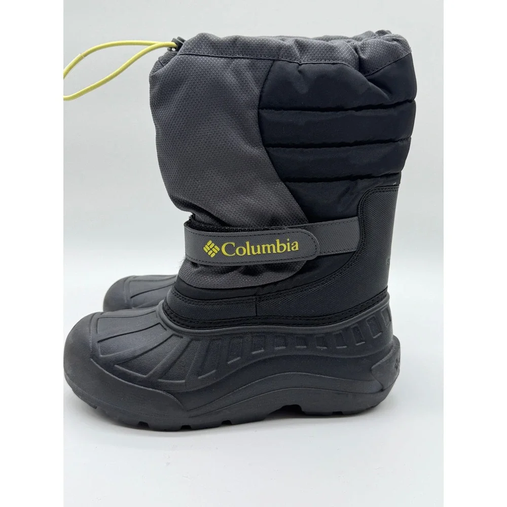 Columbia Powderbug Plus II Kids Snow Boots Black Grey 400g Insulation Size 4